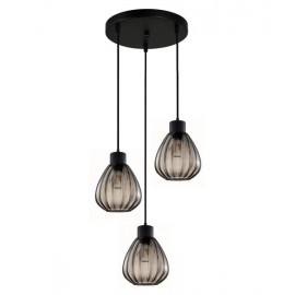 CLA-Tulip2-Interior Black Smoke Wine Glass Ribbed Pendant Lights